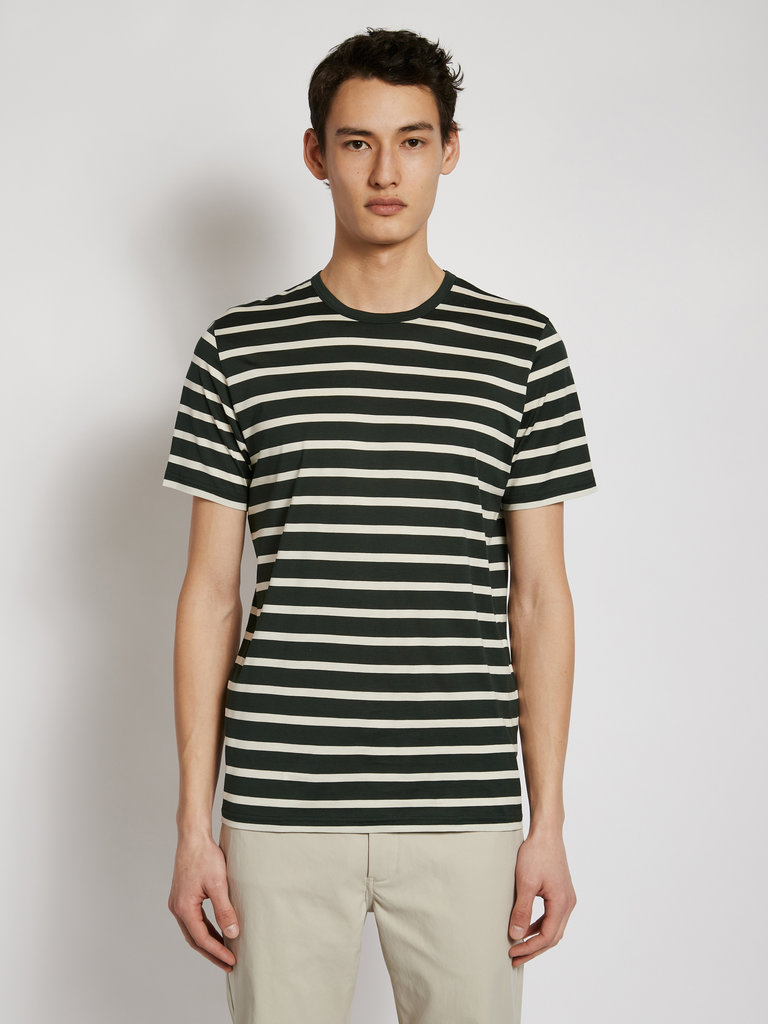 Sunspel Green  Breton Stripes T-Shirt