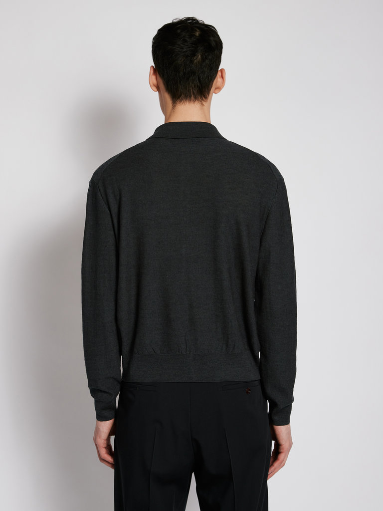 Lemaire Dark Grey Convertible Collar Knitted Shirt