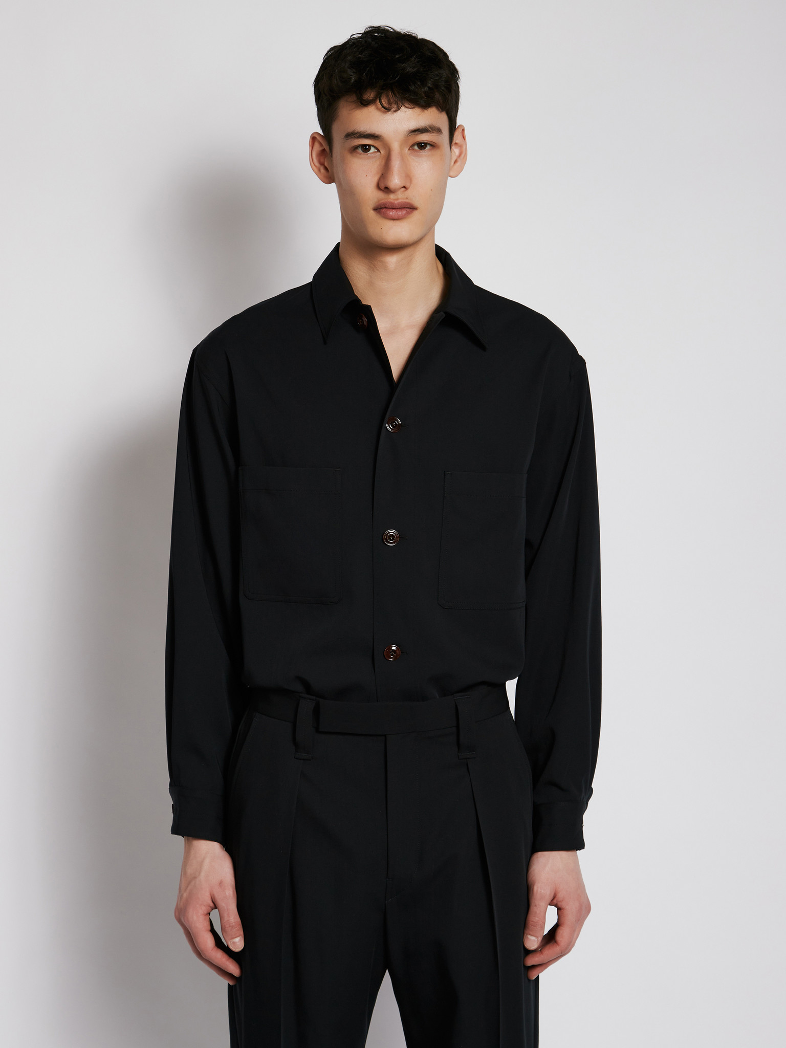 Lemaire: Black Light Wool Gabardine | Men's Designer Clothes