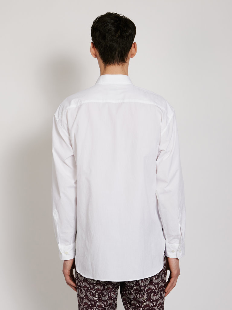 Dries Van Noten Croom White Embossed Long Sleeve Shirt