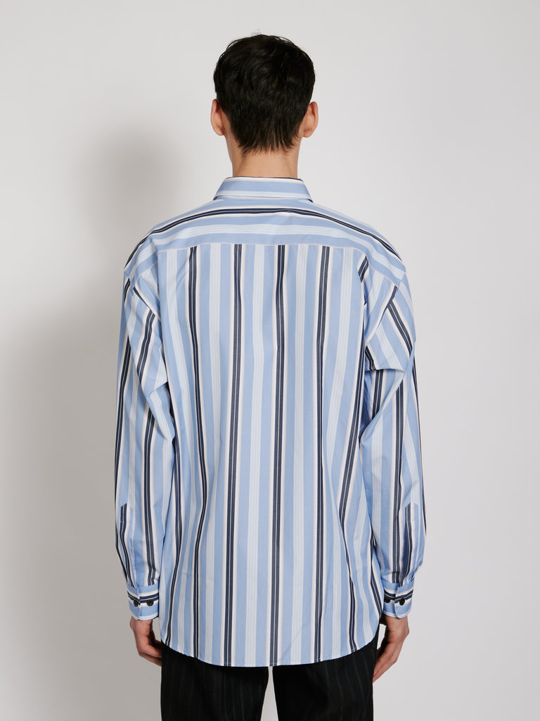 Dries Van Noten Croom Blue Striped Long Sleeve Shirt