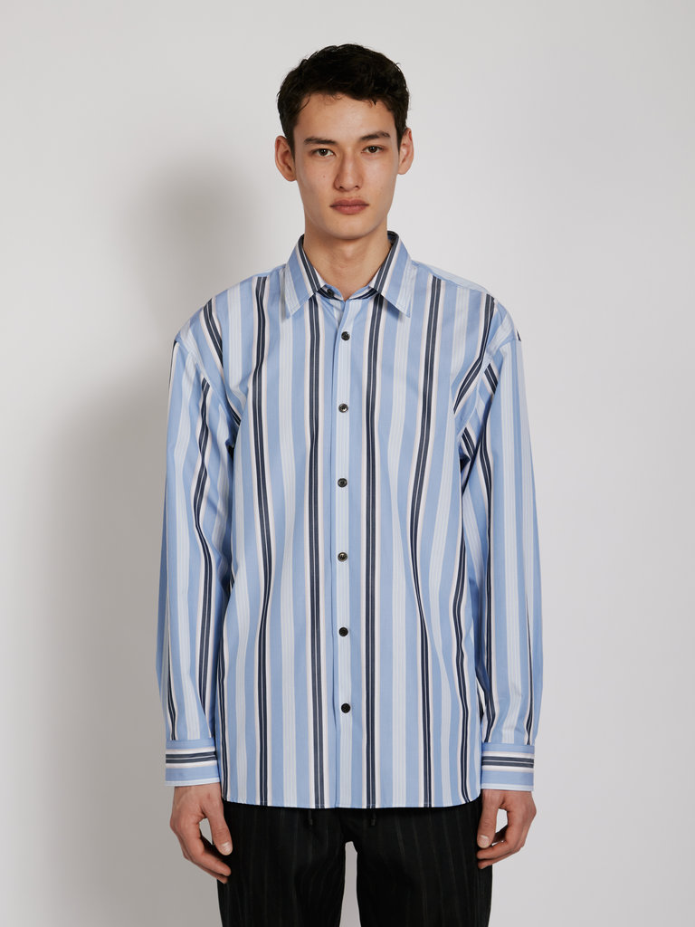 Dries Van Noten Croom Blue Striped Long Sleeve Shirt