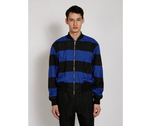 Dries Van Noten Blue & Black Striped Bomber Jacket