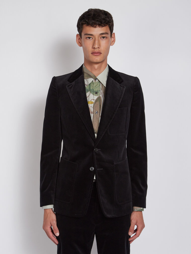 Dries Van Noten Black Velvet Blazey Jacket