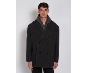 Lemaire: Coal Maxi Pea Coat | Men's Designer Clothes