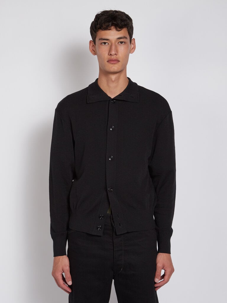 Lemaire Black Convertible Collar Cardigan