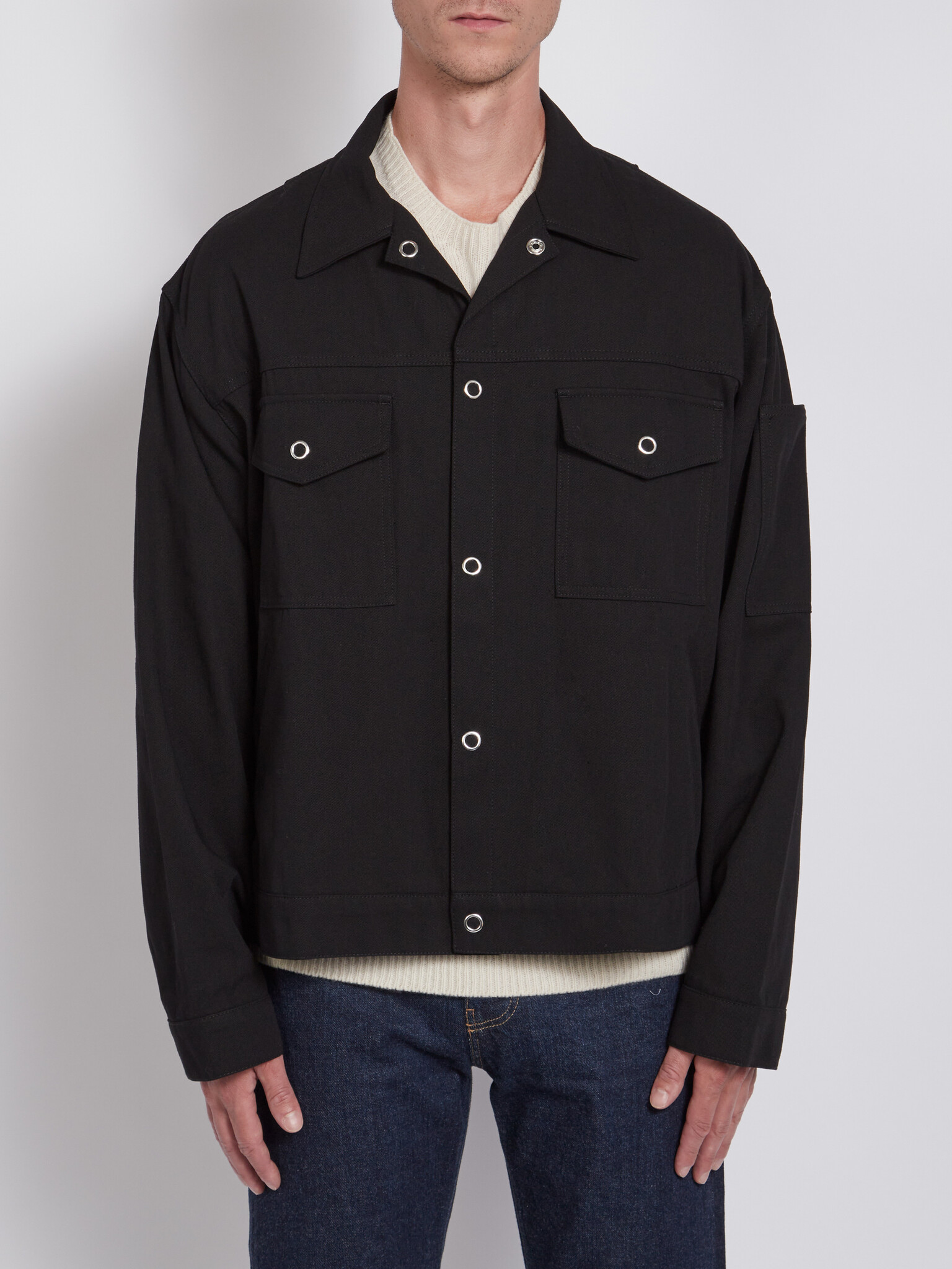 Acne Studios: Black Overshirt Jacket | Men's Designer Clothes