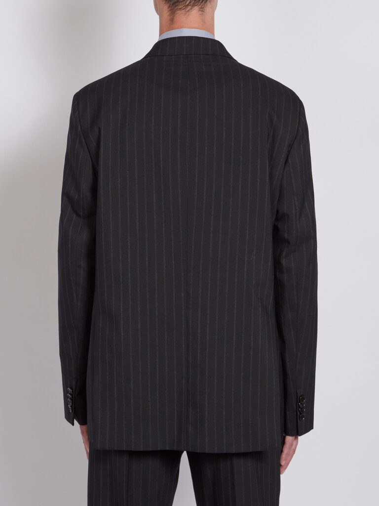 Acne Studios Black-Grey Striped Double-Breasted Vest