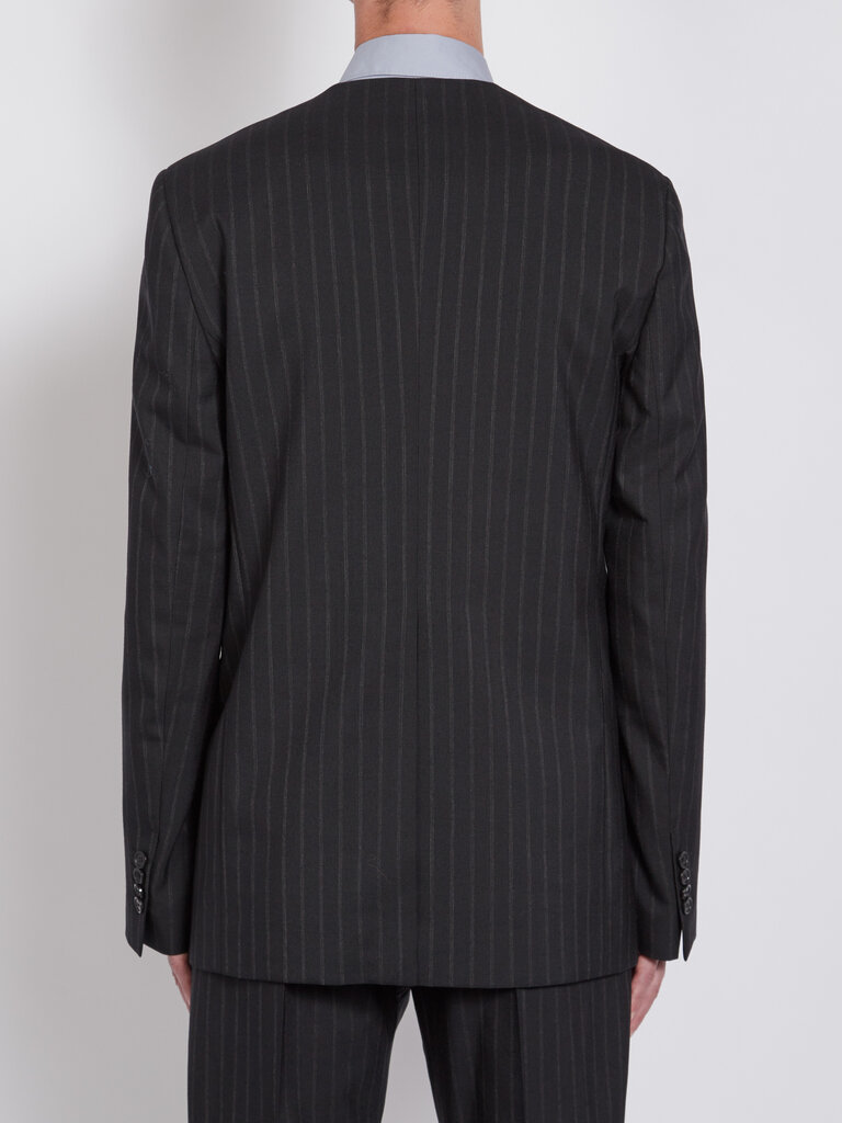 Acne Studios Black-Grey Striped No-Collar Vest