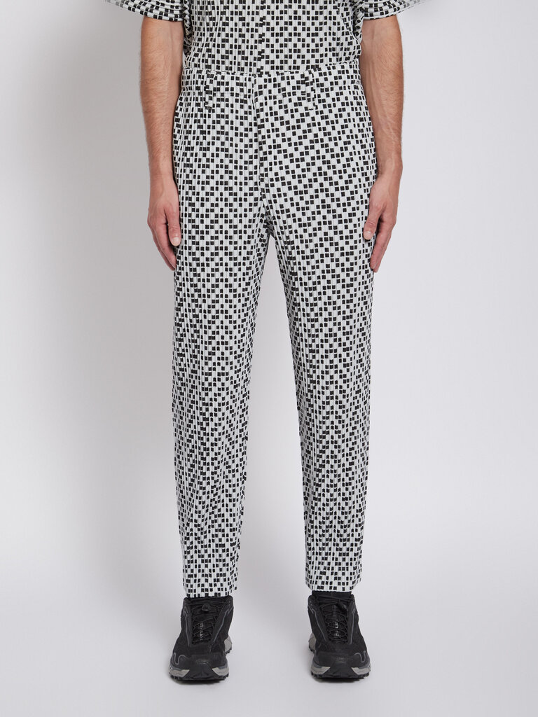 Homme Plissé Black and White Printed Pleated Pants