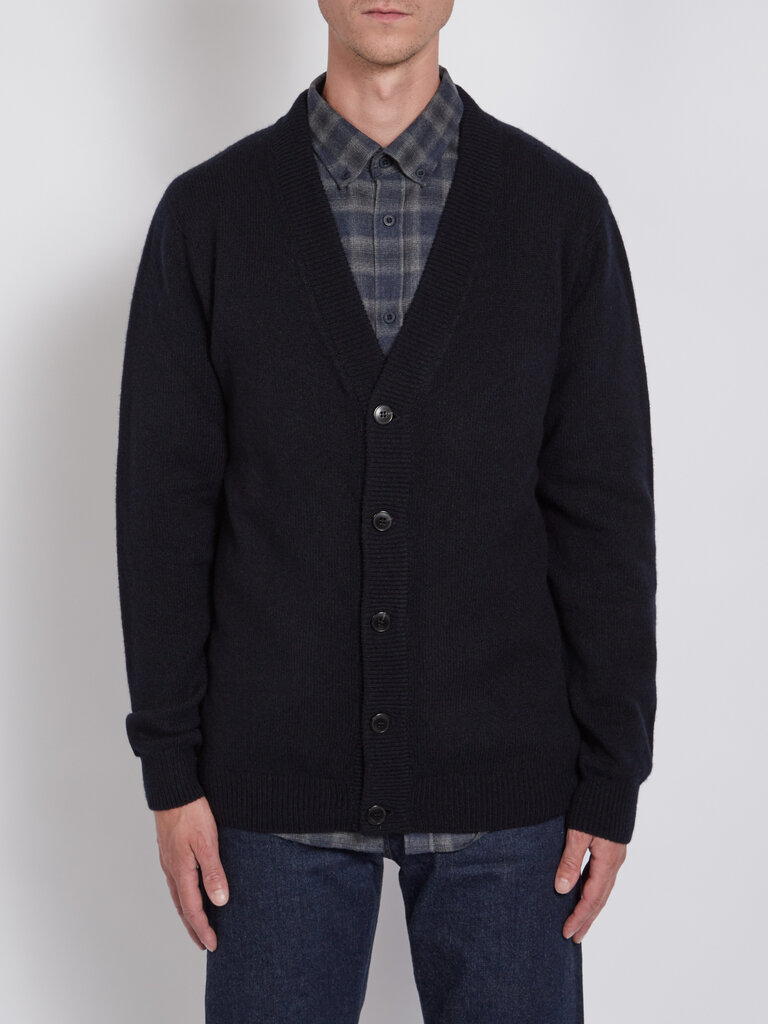 Sunspel Navy Wool Cardigan