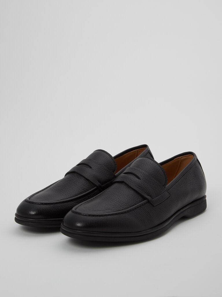 Lancio Black Cervo Loafer Shoes