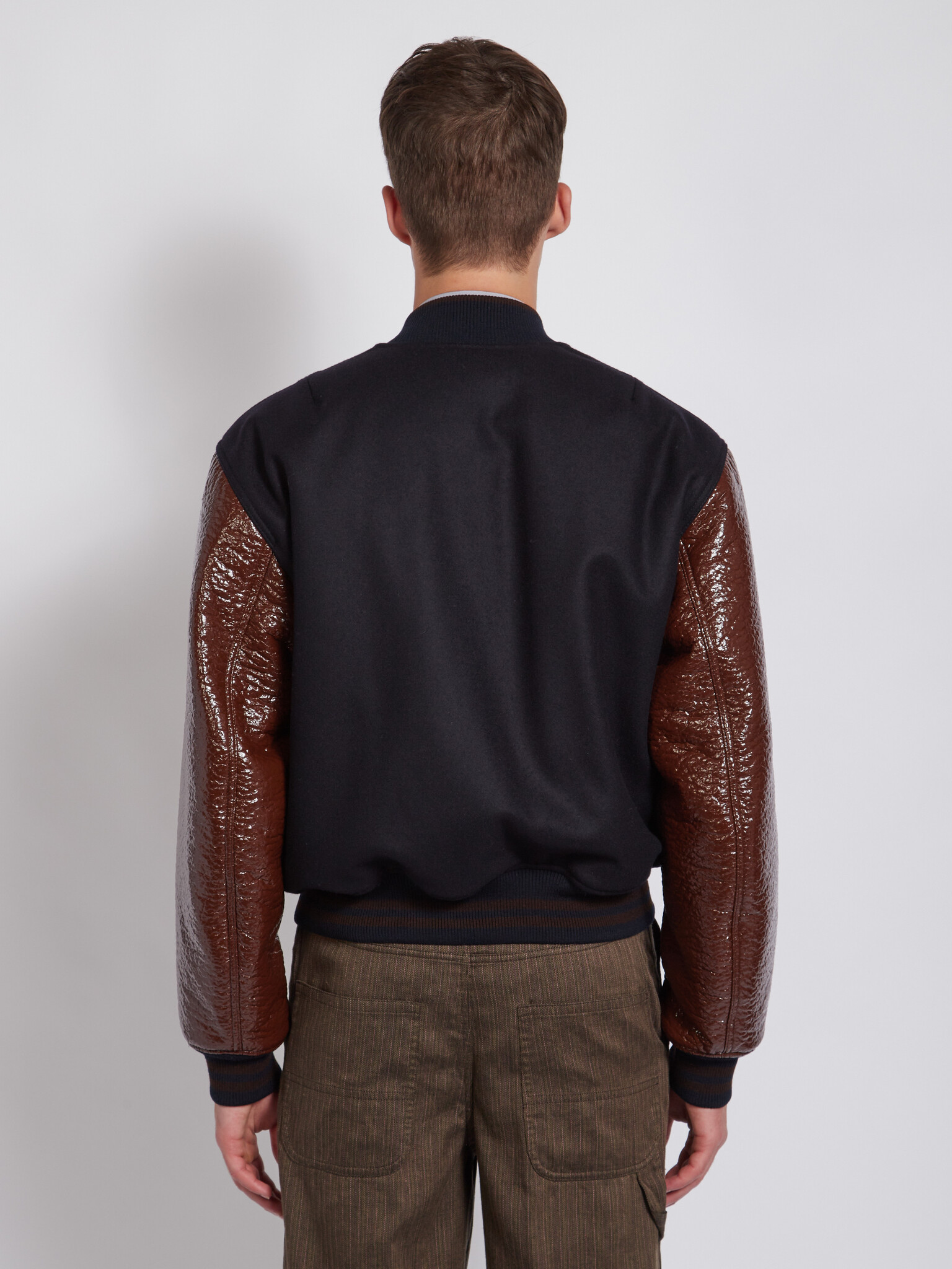 Dries Van Noten: Navy Verso Tris Bomber Jacket | Men's