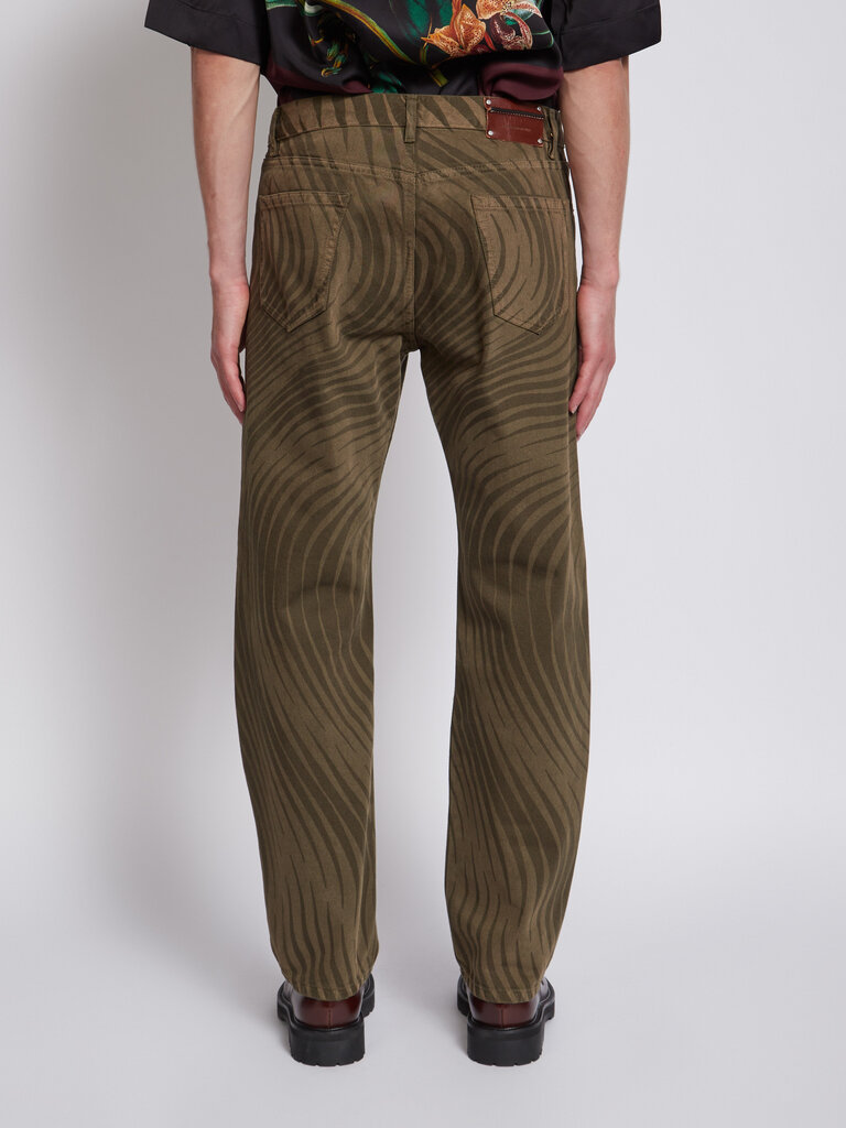 Dries Van Noten Khaki Printed Pants