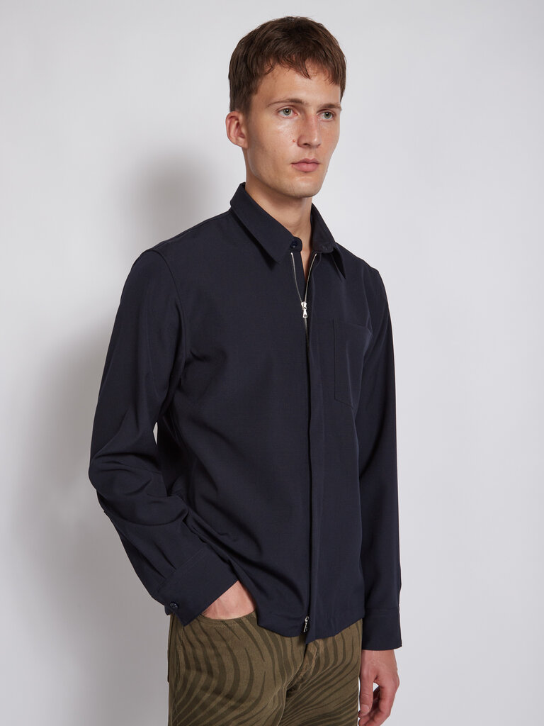 Dries Van Noten Navy Corran Overshirt