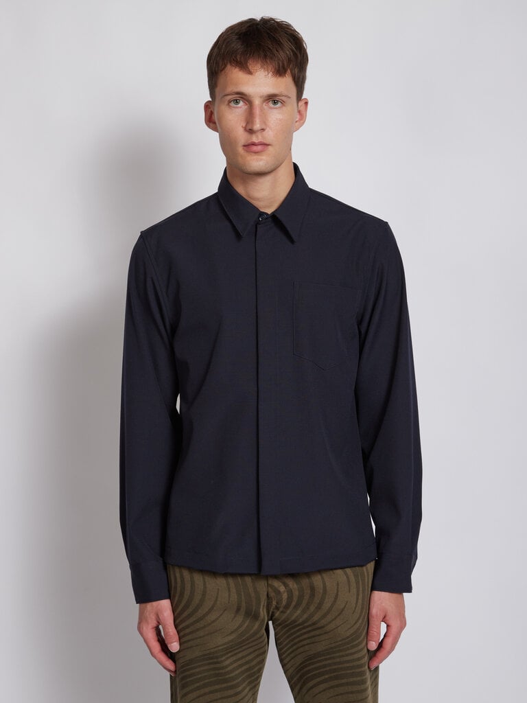 Dries Van Noten Navy Corran Overshirt