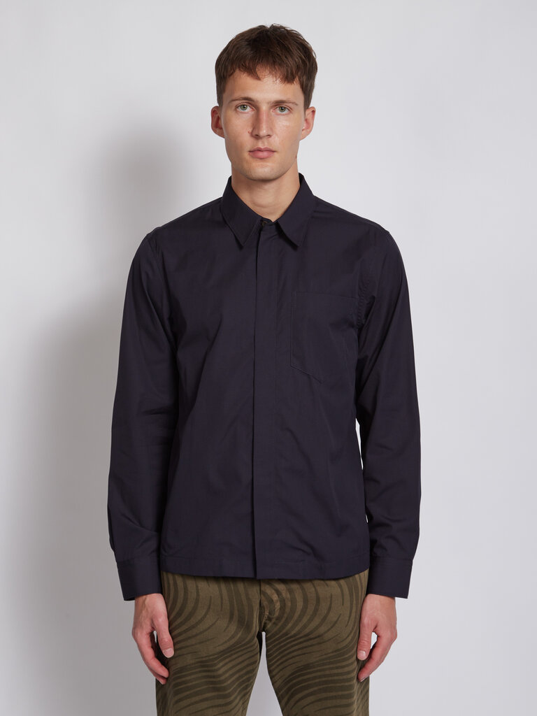 Dries Van Noten Navy Corran Cotton Overshirt