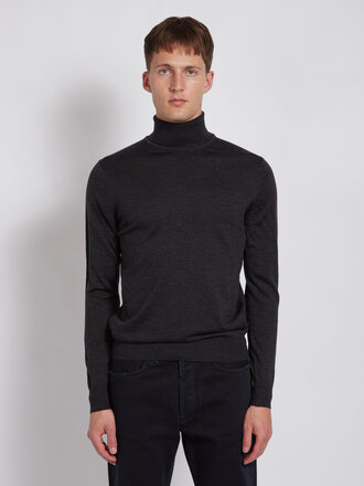 Sunspel Charcoal Merino Roll Neck Sweater