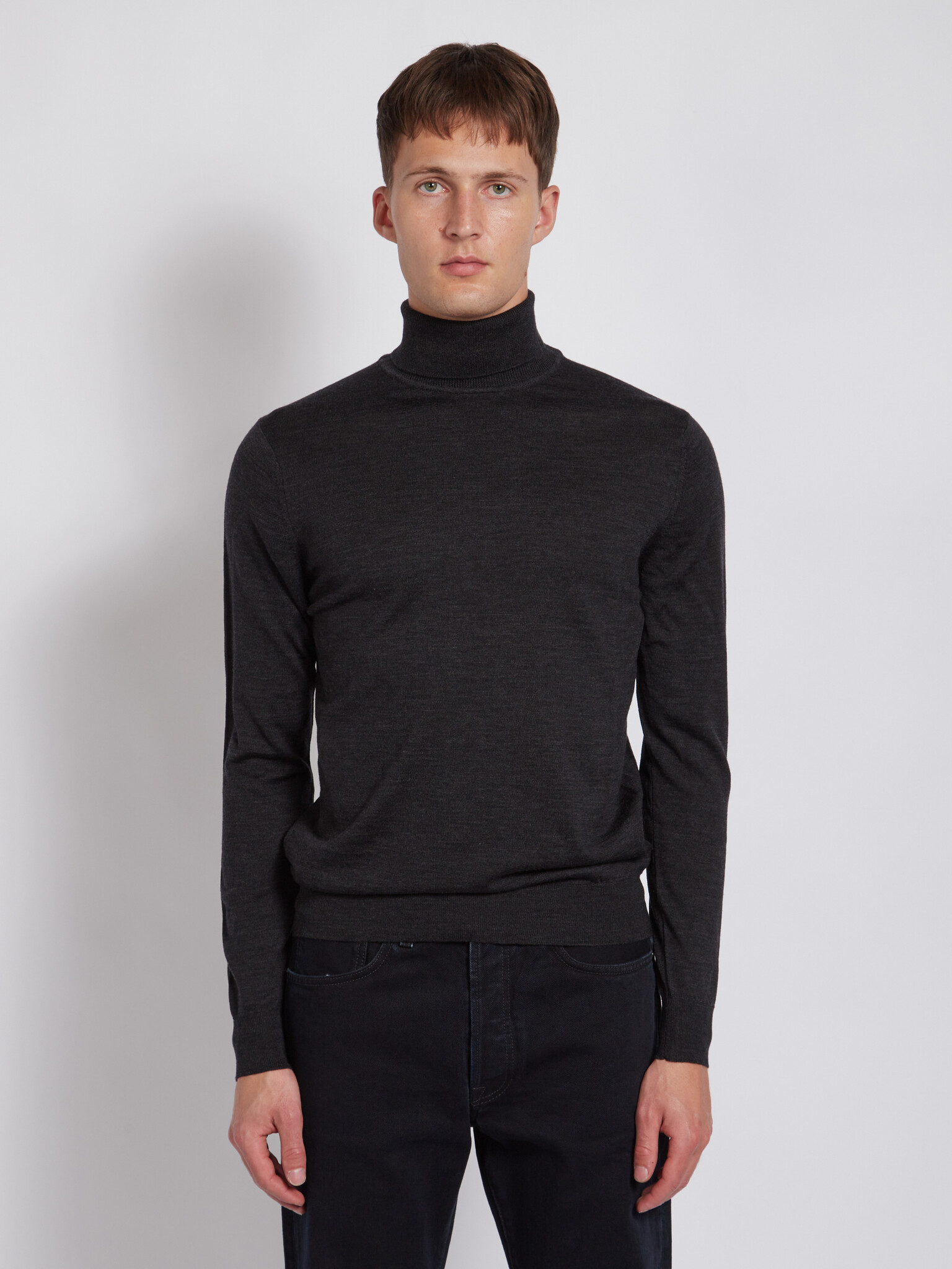 Grey Sunspel Roll Neck Charcoal Merino Roll Neck Sweater Men's
