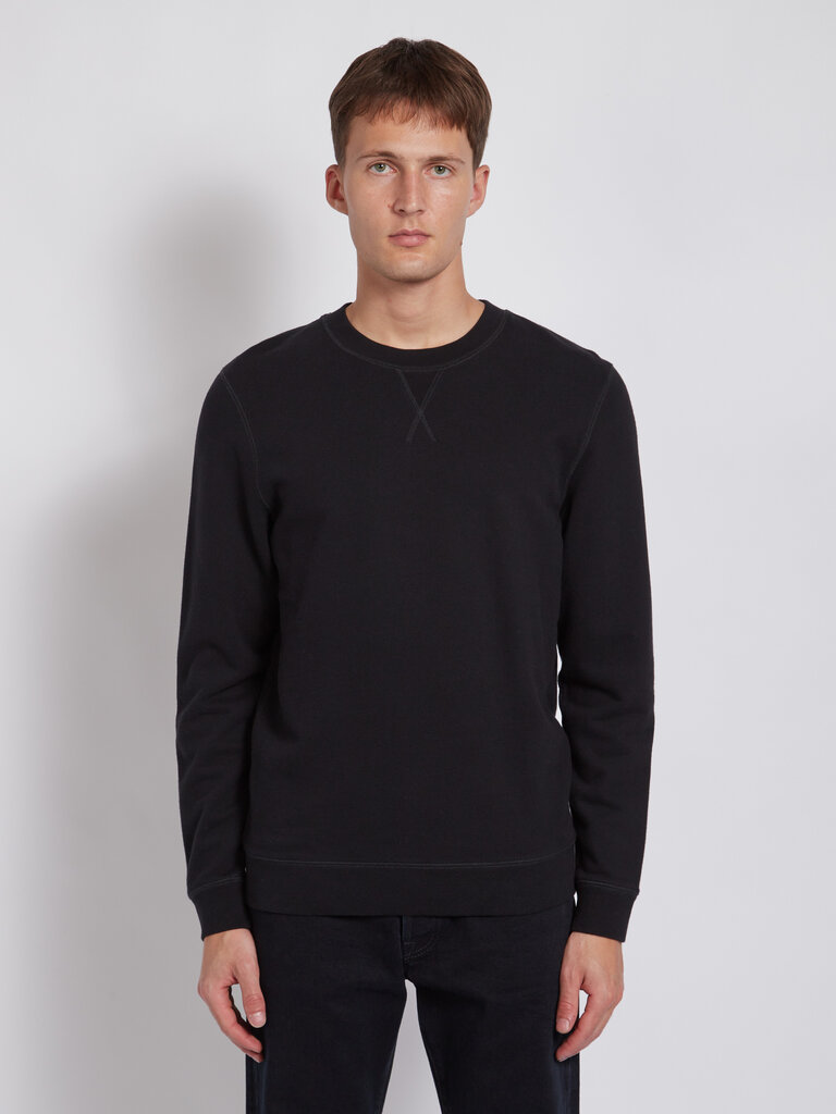 Sunspel Black Cotton Loopback Sweater