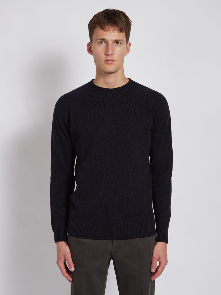 Sunspel Navy Mouline Wool Sweater