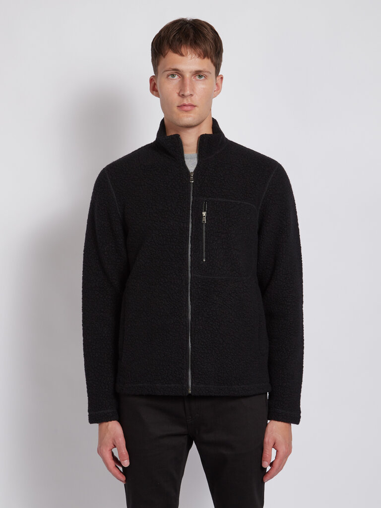 Sunspel Black Wool Fleece Jacket