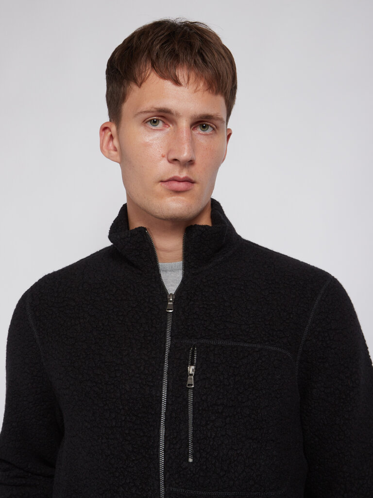 Sunspel Black Wool Fleece Jacket