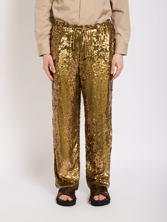 Dries Van Noten Pantalon Penny Long Doré Dries Van Noten Pantalon Penny Long Doré