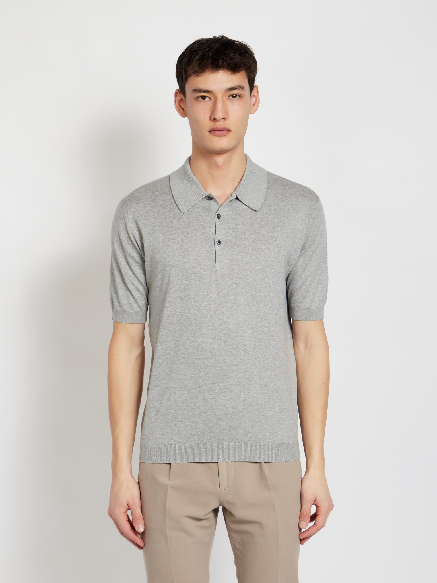 John Smedley: Grey Isis Polo | Men's Designer Clothes | MICHEL BRISSON