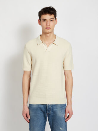 Sunspel Ecru Textured Polo