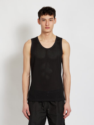 Sunspel Black Mesh Tank Top