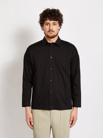 Homme Plissé Chemise en Coton Noir Homme Plissé Chemise en Coton Noir