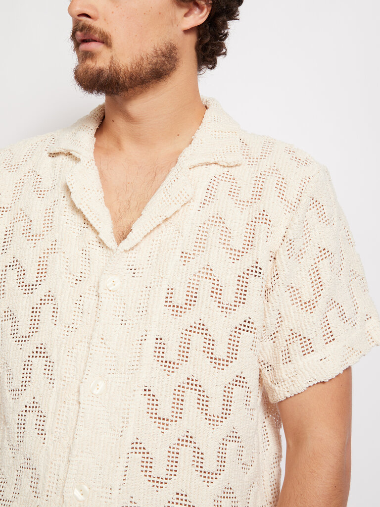 OAS Ecru Atlas Cuba Crochet Shirt