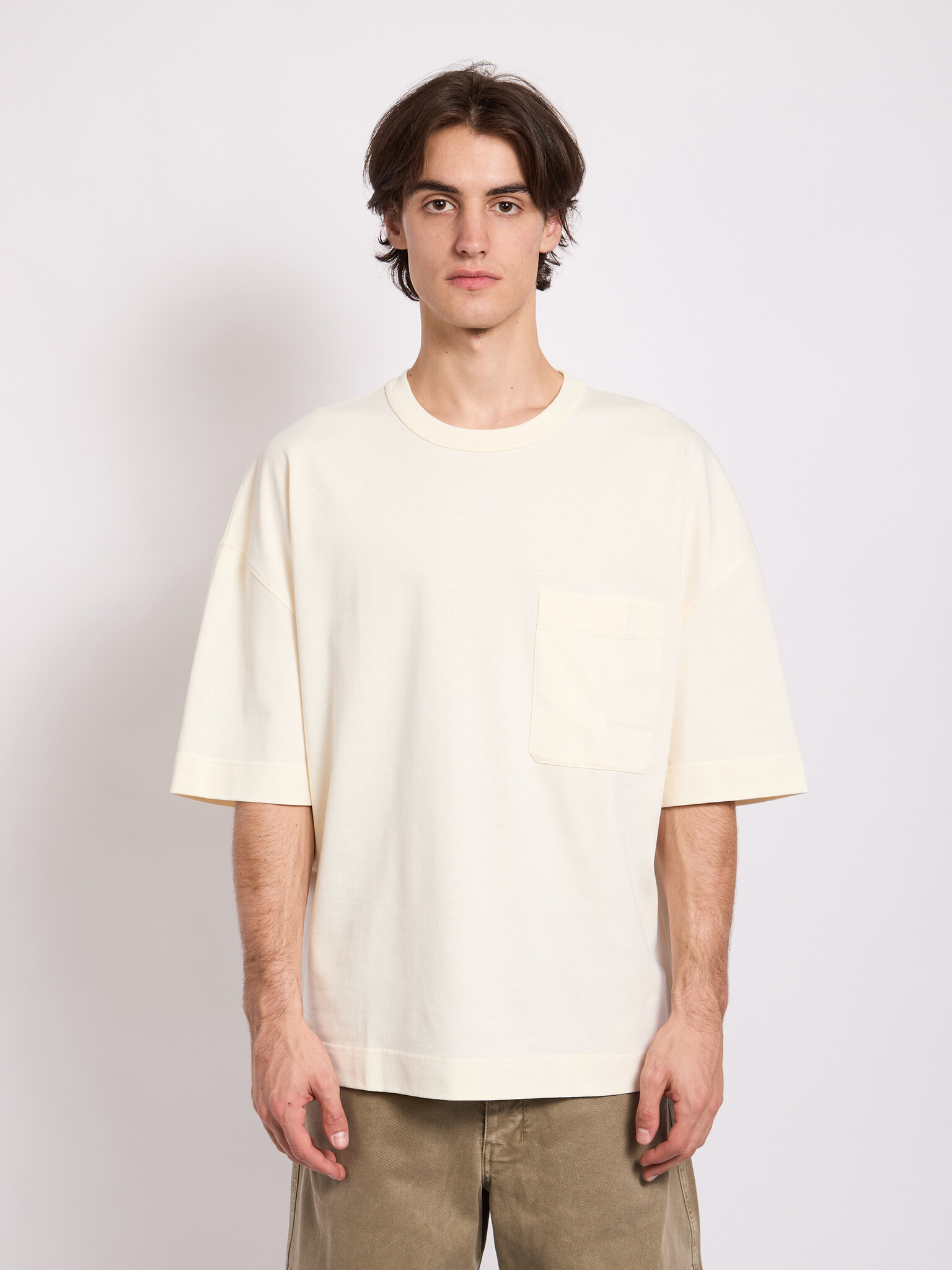 Tシャツ・カットソー LEMAIRE Woman T-Shirt Cream TO1146LJ1016 WH048 LEMAIRE Rib T-Shirt in Light Cream | MARAIS zh-CN