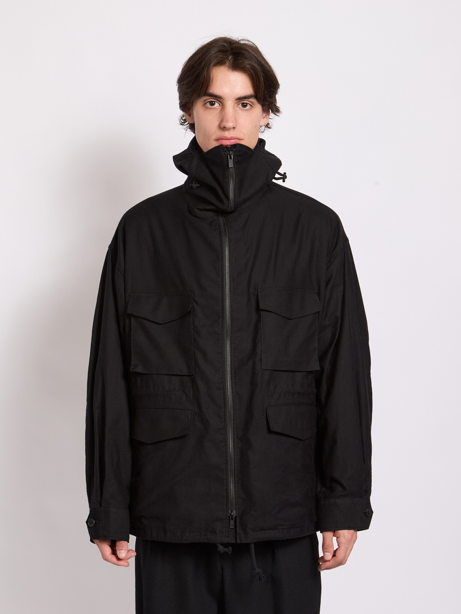 Yohji Yamamoto: Black M-Brim Jacket | Men's Designer Clothes Yohji Yamamoto: Black M-Brim Jacket | Men's Designer Clothes