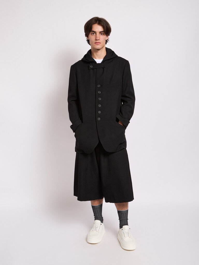 Yohji Yamamoto Black W-Hooded Jacket