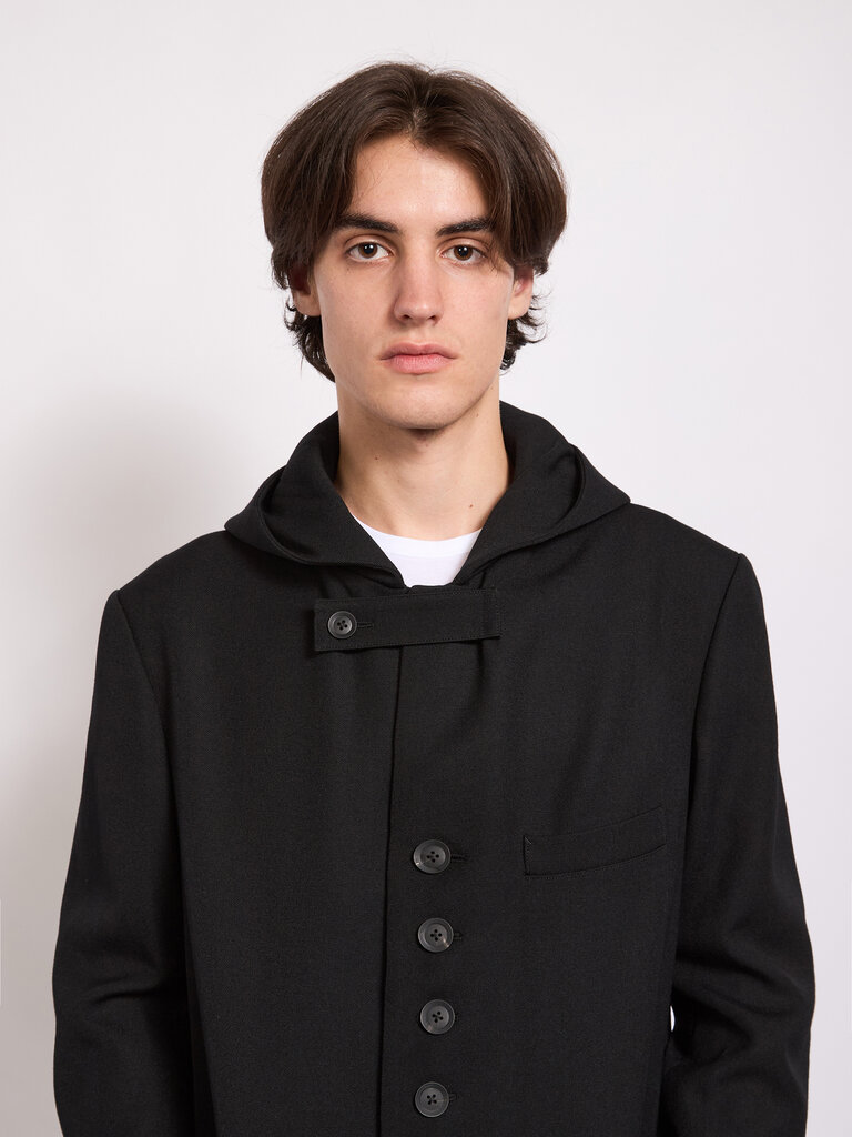 Yohji Yamamoto Black W-Hooded Jacket