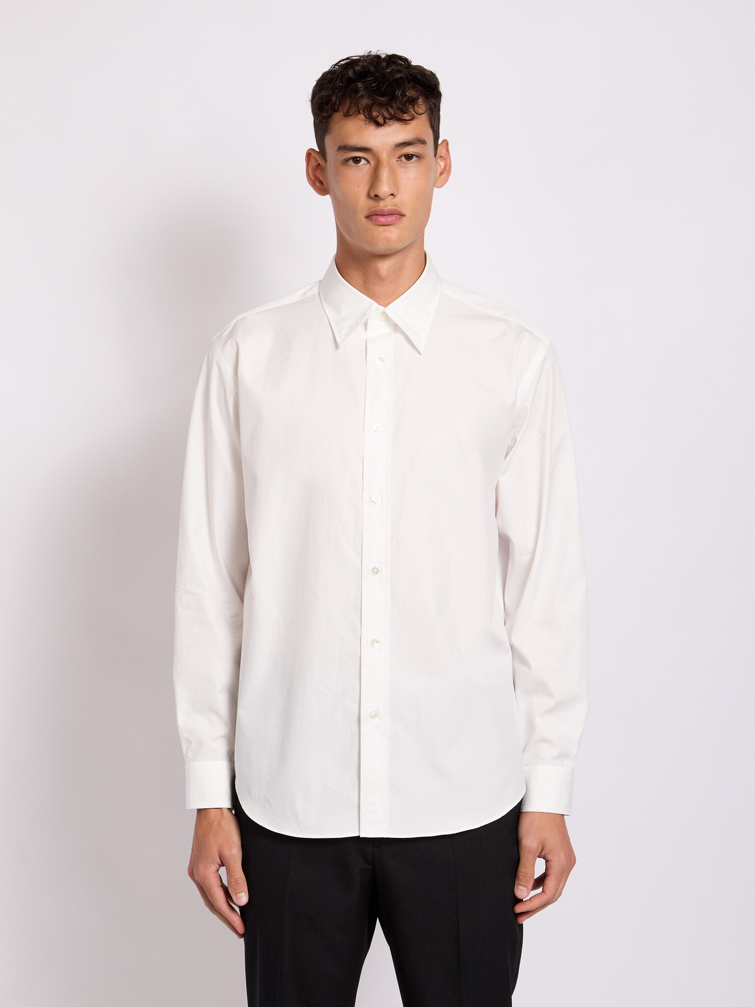 Auralee: White High Count Finx Ox Shirt | Men's Designer Auralee: White High Count Finx Ox Shirt | Men's Designer