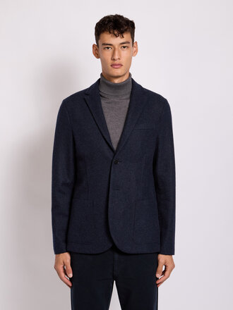 Harris Wharf London Blue Flannel Cashmere Blazer