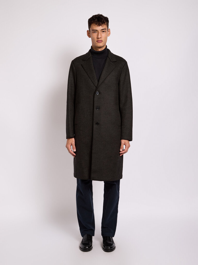 Harris Wharf London Green Herringbone Overcoat