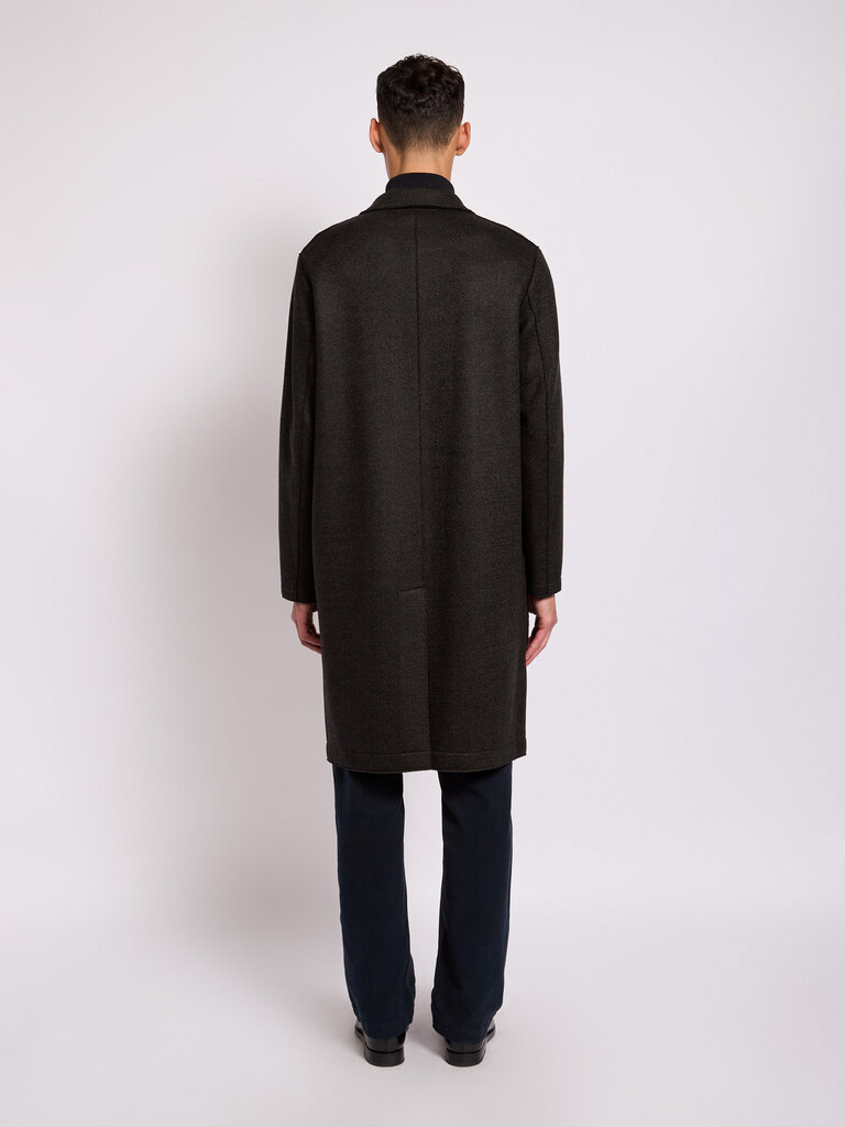 Harris Wharf London Green Herringbone Overcoat