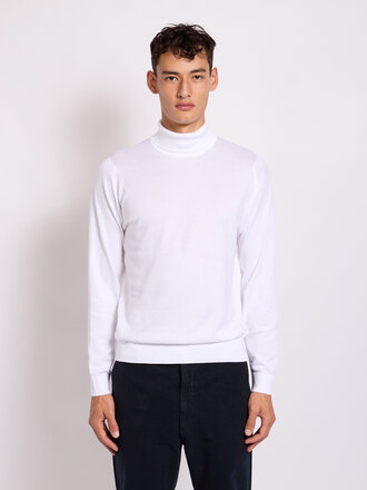 John Smedley White Hawley Roll Neck