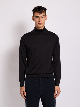 John Smedley Black Hawley Roll Neck