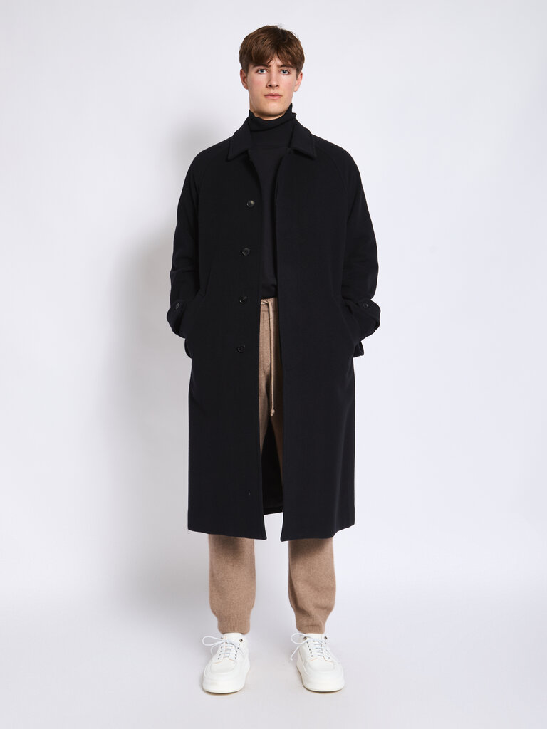 Auralee Manteau Super Fine Wool Mosser Soutien Collar Noir