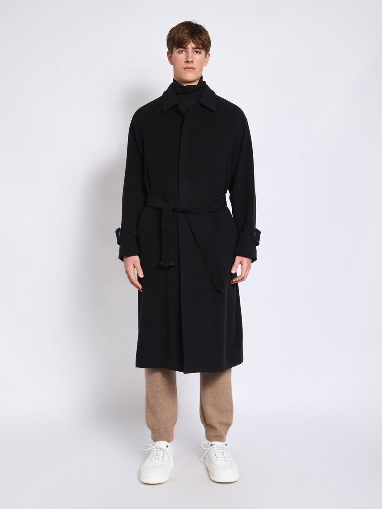 Auralee Manteau Super Fine Wool Mosser Soutien Collar Noir