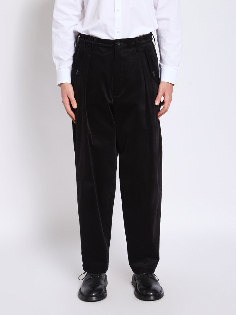 Yohji Yamamoto Pantalon Tuck Velvet Noir