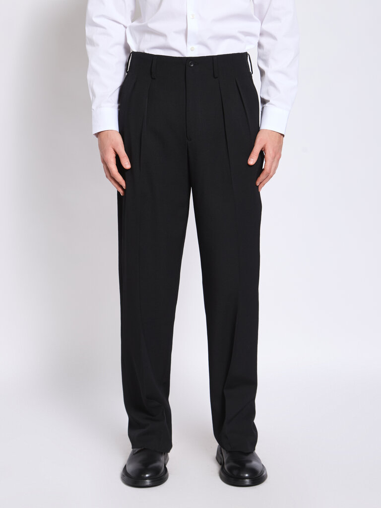 Yohji Yamamoto Pantalon Tuck Noir