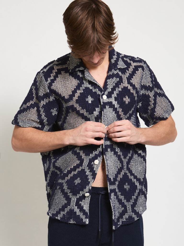OAS Chemise Trastevere Cuba Crochet Marine
