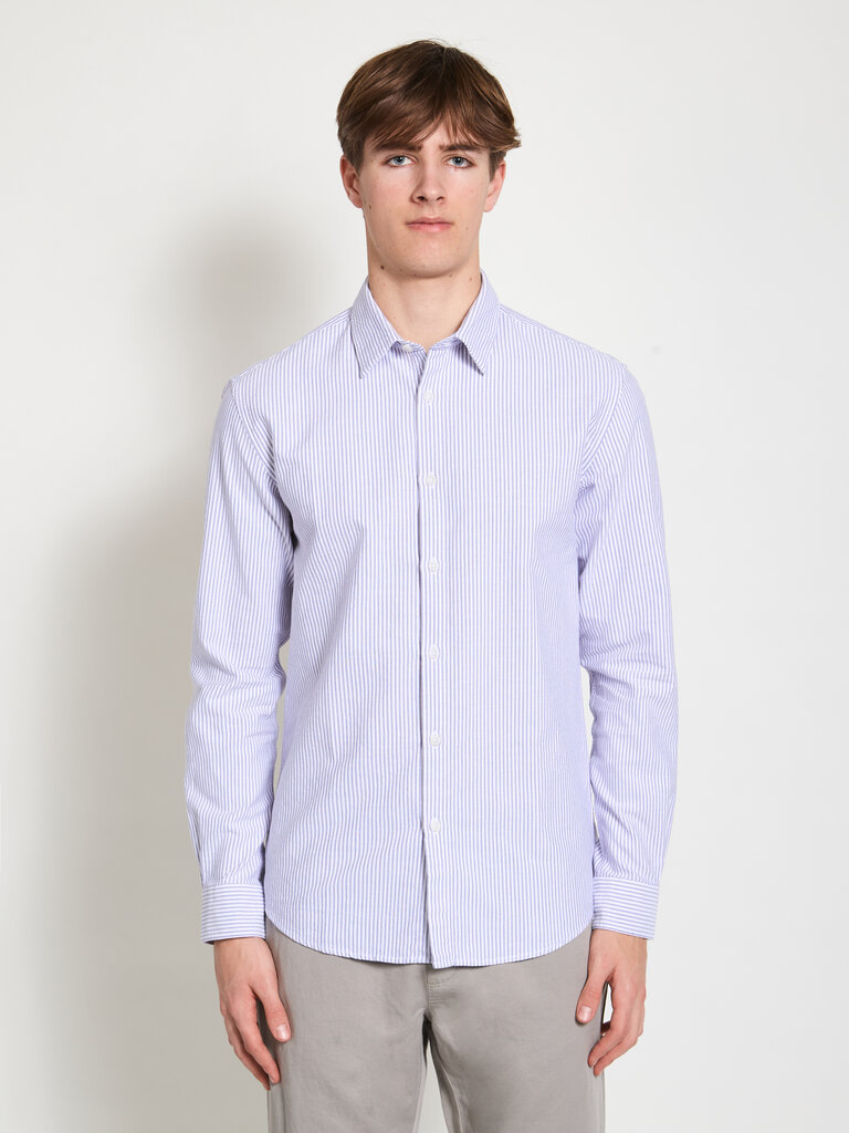 Sunspel Chemise Oxford Rayures Blanc/Marine