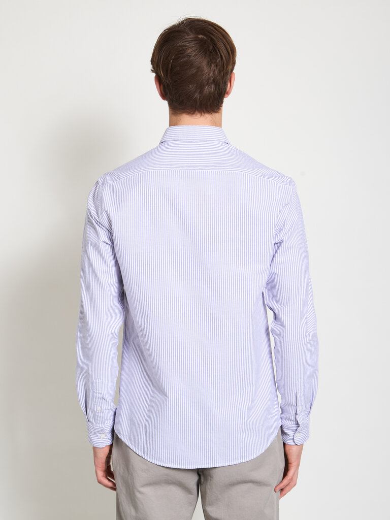 Sunspel Chemise Oxford Rayures Blanc/Marine